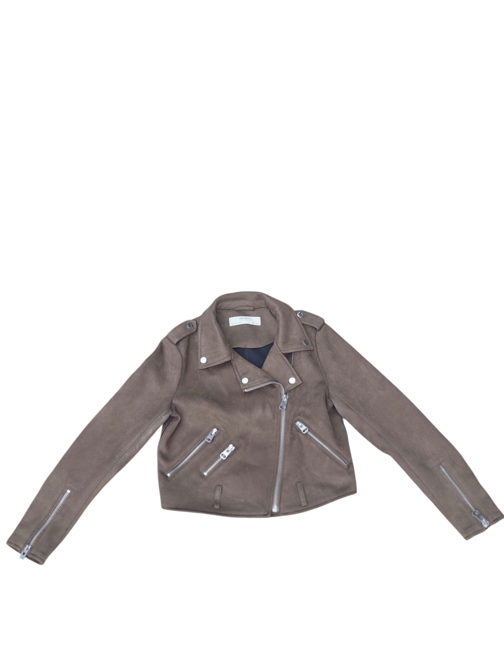 Zara Women's Faux Suede Brown  Moto Jacket Size M